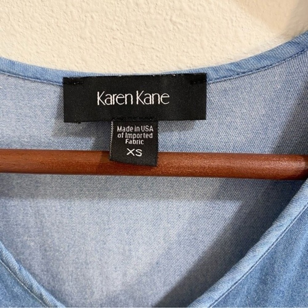 Karen Kane Chambray Tank Dress USA Made Sun Sleeveless Blue Soft XS 100% Rayon - Picture 3 of 7